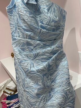 Gorgeous Baby Blue Metallic Cocktail Dress